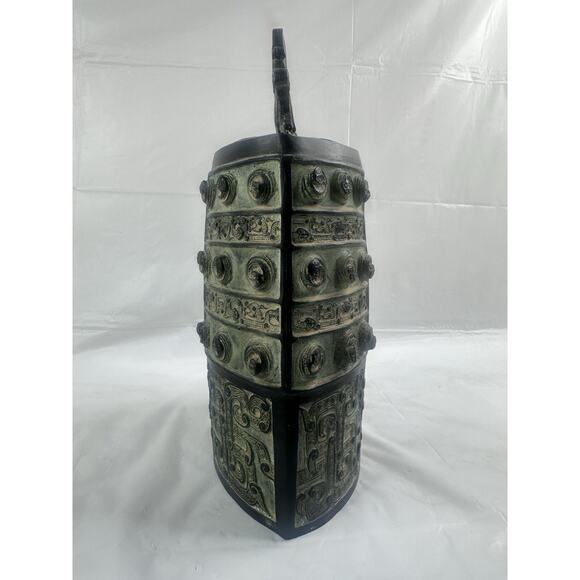 Antique Chinese Dynasty Bronze Ware Xizhou 2 Dragon Ear Clock Bell Zhong statue - Picture 3 of 9